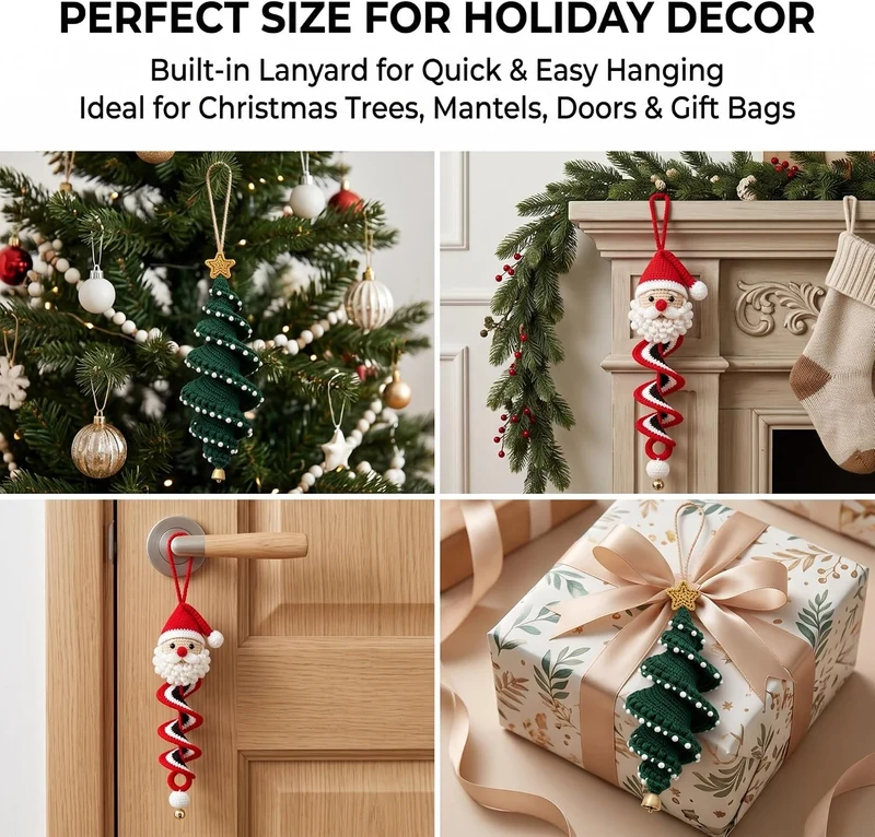 Generisch 4Pcs Häkel-Schneemann Spiral-Ornament DIY-Bastelset für Anfänger, 4Pcs