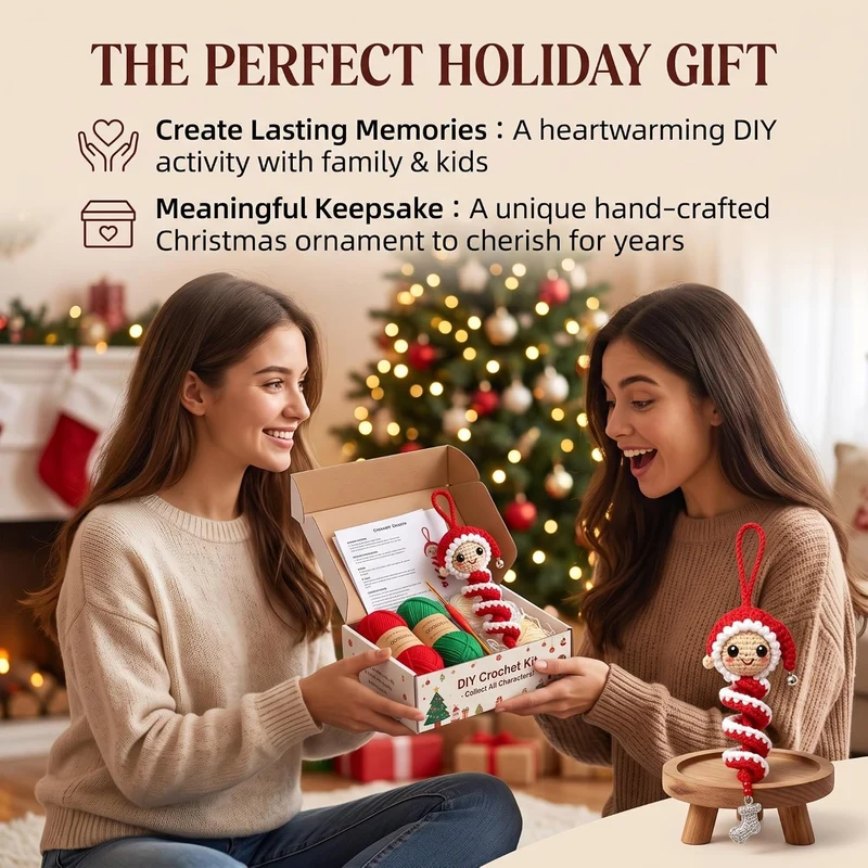 Generisch 4Pcs Häkel-Schneemann Spiral-Ornament DIY-Bastelset für Anfänger, 4Pcs