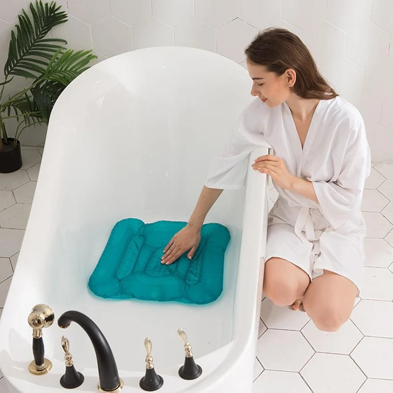 Bath Cushion, Inflatable Bathtub Pillow, PVC Material, Curved Design, Anti Slip Bathing Pad, Tub Hea