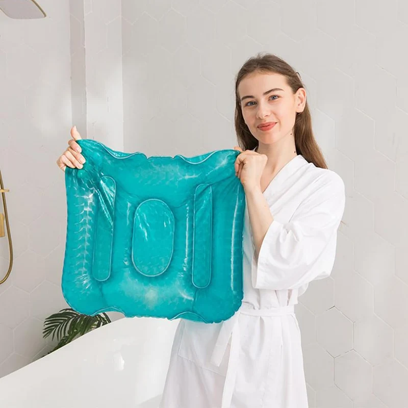 Bath Cushion, Inflatable Bathtub Pillow, PVC Material, Curved Design, Anti Slip Bathing Pad, Tub Hea