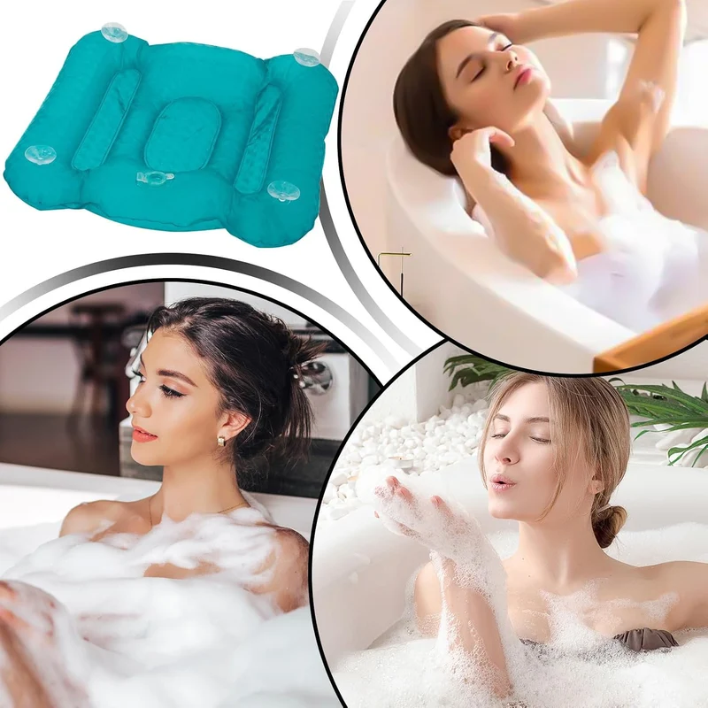 Bath Cushion, Inflatable Bathtub Pillow, PVC Material, Curved Design, Anti Slip Bathing Pad, Tub Hea