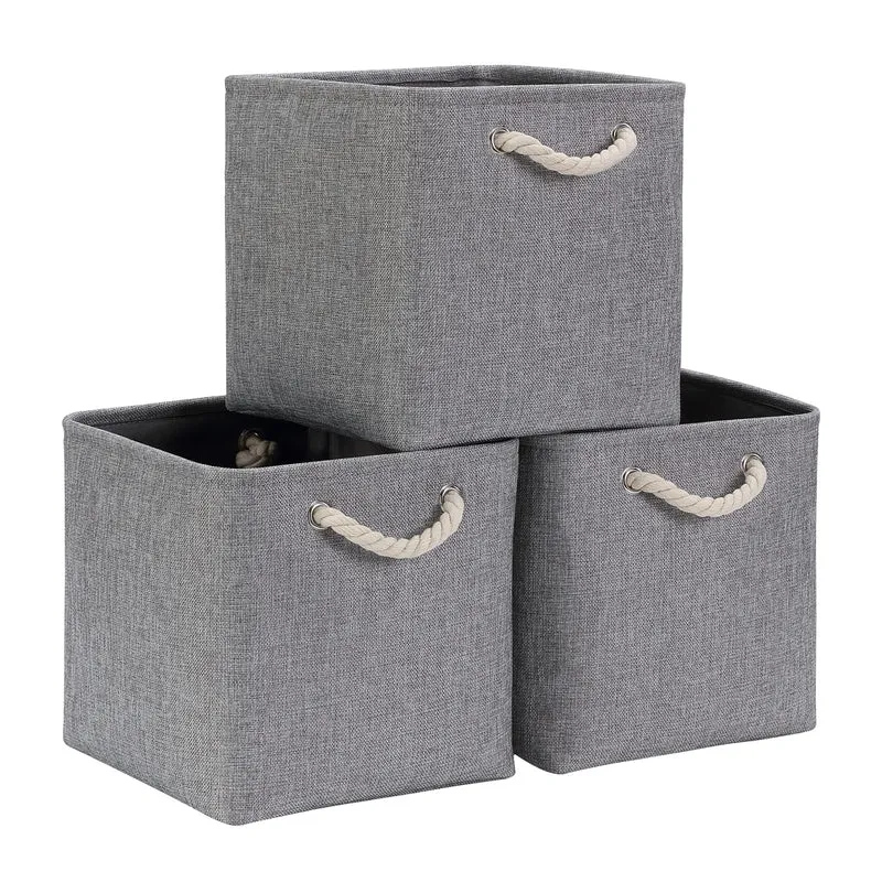Mangata Stoff Aufbewahrungsbox 30x30x30 cm Faltbar Grau 3er Set Grau 30cm/ 3Pcs, Grau 30cm/ 3Pcs