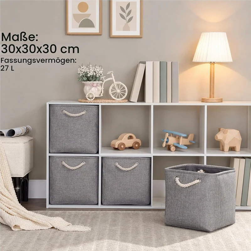 Mangata Stoff Aufbewahrungsbox 30x30x30 cm Faltbar Grau 3er Set Grau 30cm/ 3Pcs, Grau 30cm/ 3Pcs