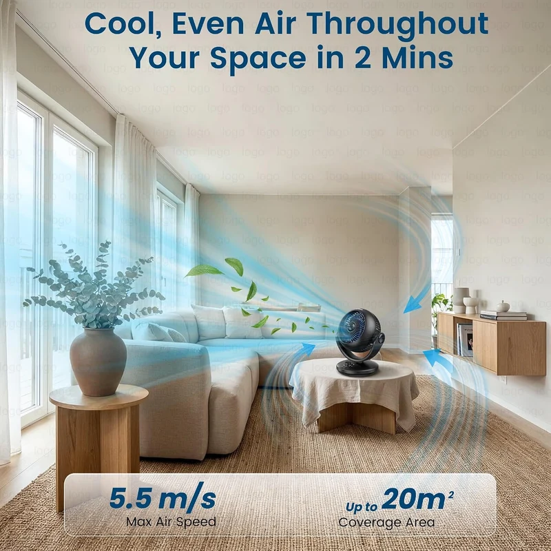 Turbinenlüfterblätter für Tischventilatorenmit，mit 3 Geschwindigkeiten 100°+70° Verstellbare Neigung