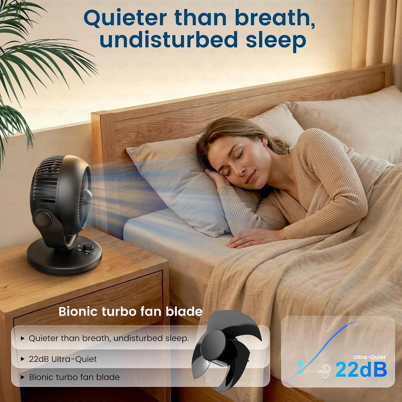 Turbinenlüfterblätter für Tischventilatorenmit，mit 3 Geschwindigkeiten 100°+70° Verstellbare Neigung