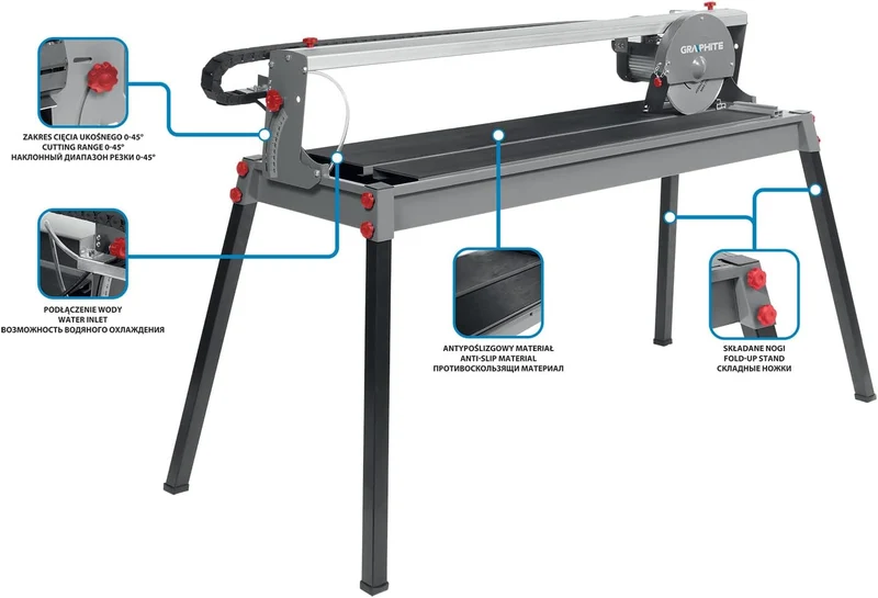 GRAPHITE Fliesenschneidemaschine Fliesen- und Steinschneider 1200W, 230x25