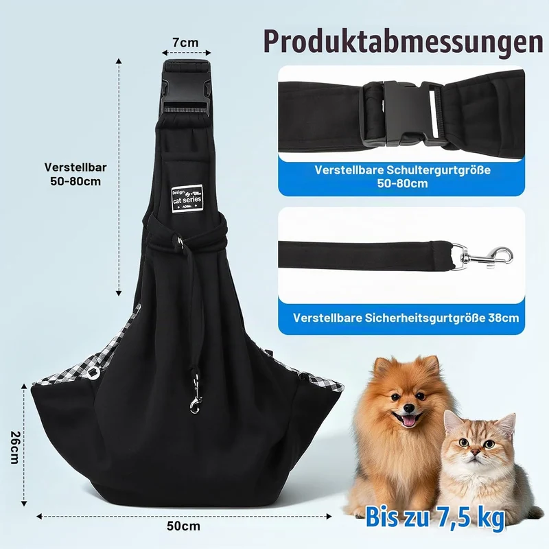 Hundetragetasche Welpen, Hundetragetasche Bis 8 kg, Tragbare Hunde Verstellbar Tragetasche, Hunde Ta
