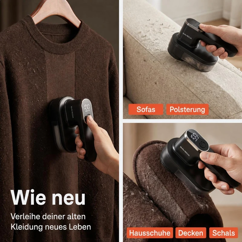 FiberX Pro Fusselrasierer Elektrisch - Fusselentferner für 3 Einstellbaren Leistungsstufen - 6-Kling