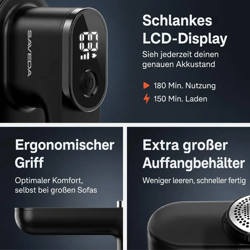 FiberX Pro Fusselrasierer Elektrisch - Fusselentferner für 3 Einstellbaren Leistungsstufen - 6-Kling