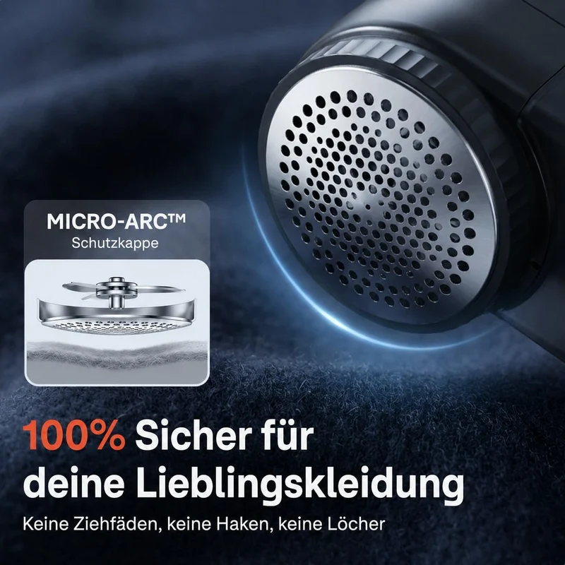 FiberX Pro Fusselrasierer Elektrisch - Fusselentferner für 3 Einstellbaren Leistungsstufen - 6-Kling