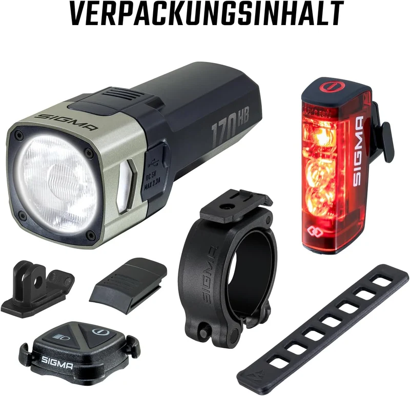 SIGMA Aura 170 HB Link + Hiro 50 Link| StVZO-konformes LED-Fahrradlampenset
