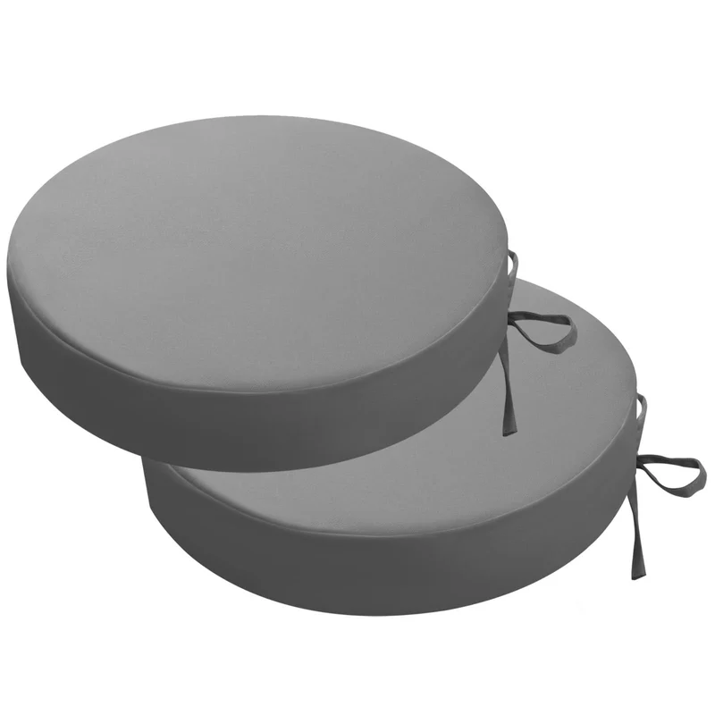 Outdoor Sitzkissen Rund 35x35, 2er Set Wasserdicht, Grau Grau 35 x 35 x 7 cm, Grau 35 x 35 x 7 cm