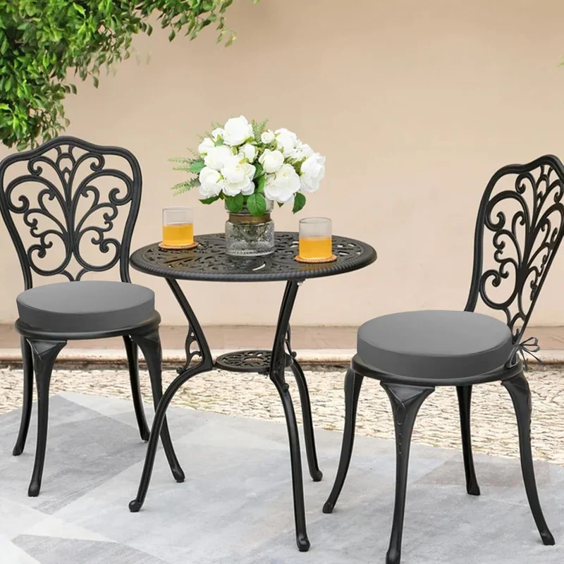 Outdoor Sitzkissen Rund 35x35, 2er Set Wasserdicht, Grau Grau 35 x 35 x 7 cm, Grau 35 x 35 x 7 cm
