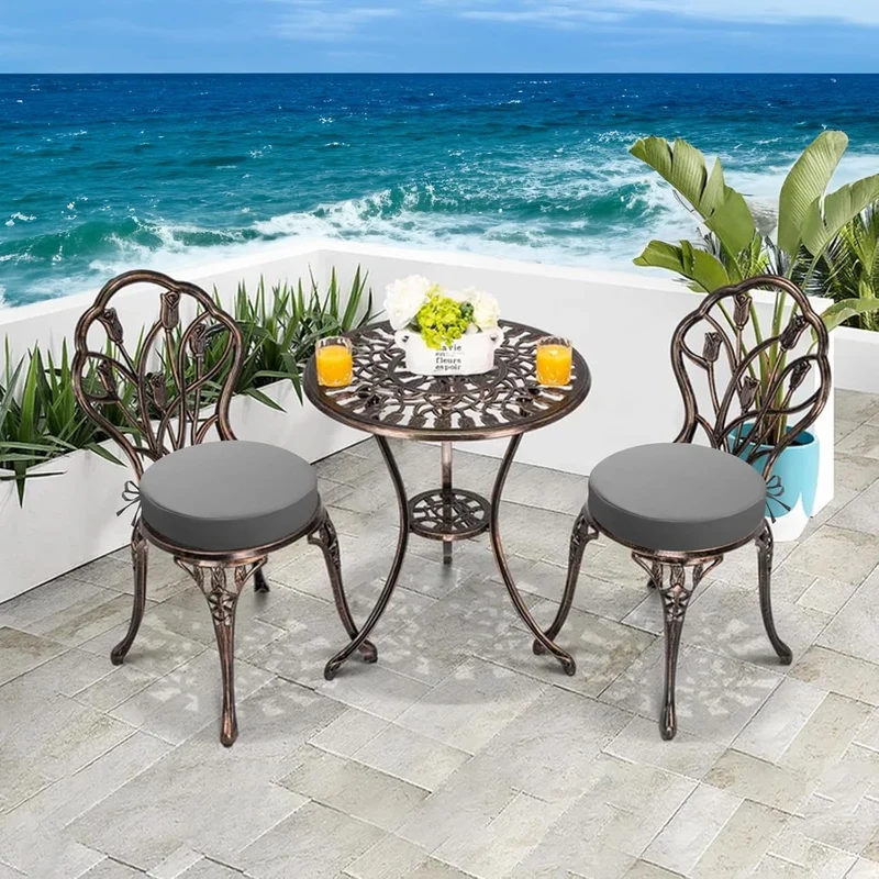 Outdoor Sitzkissen Rund 35x35, 2er Set Wasserdicht, Grau Grau 35 x 35 x 7 cm, Grau 35 x 35 x 7 cm