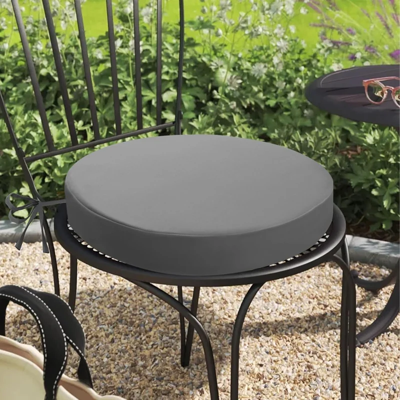 Outdoor Sitzkissen Rund 35x35, 2er Set Wasserdicht, Grau Grau 35 x 35 x 7 cm, Grau 35 x 35 x 7 cm
