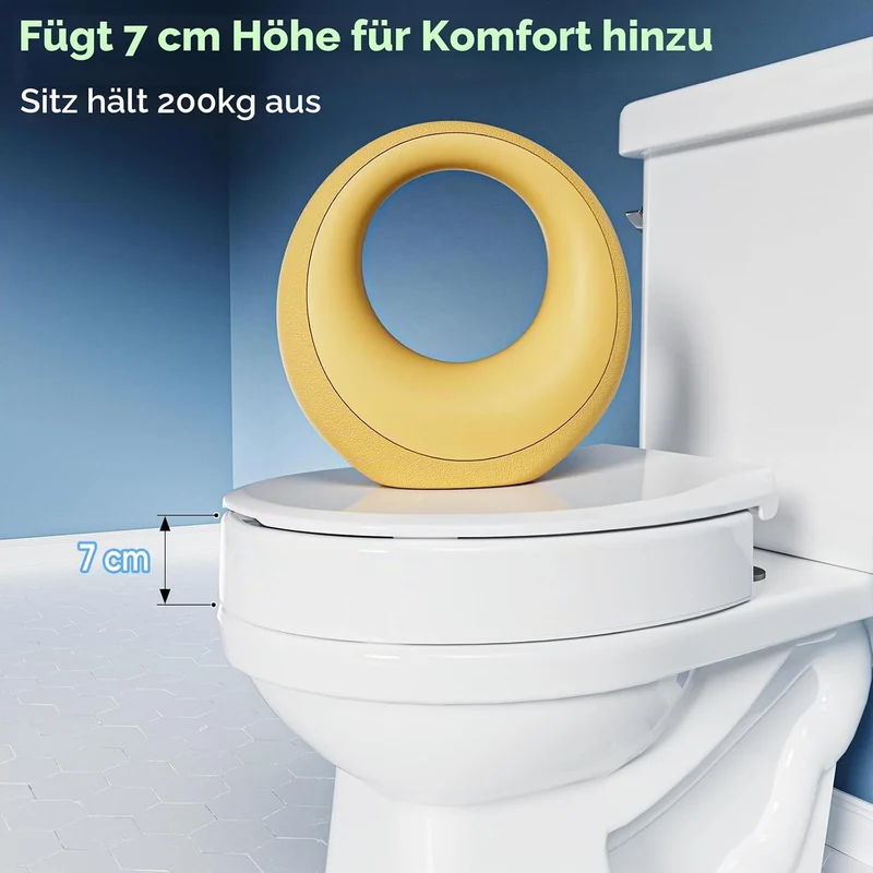 SAMODRA Toilettensitzerhöhung mit Absenkautomatik, oval, Schnellverschluss für einfaches Anbringen u