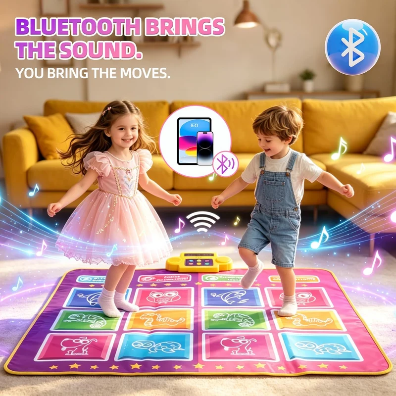 EagleStone Kinder-Tanzmatte mit 5 Spielmodi, Bluetooth, Musik und LED