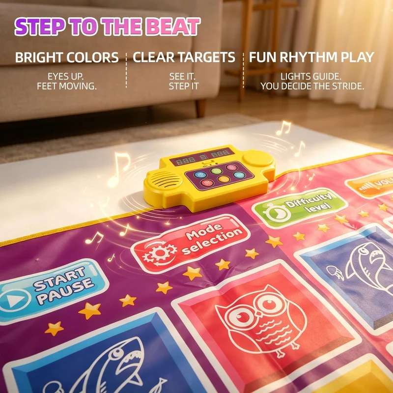 EagleStone Kinder-Tanzmatte mit 5 Spielmodi, Bluetooth, Musik und LED