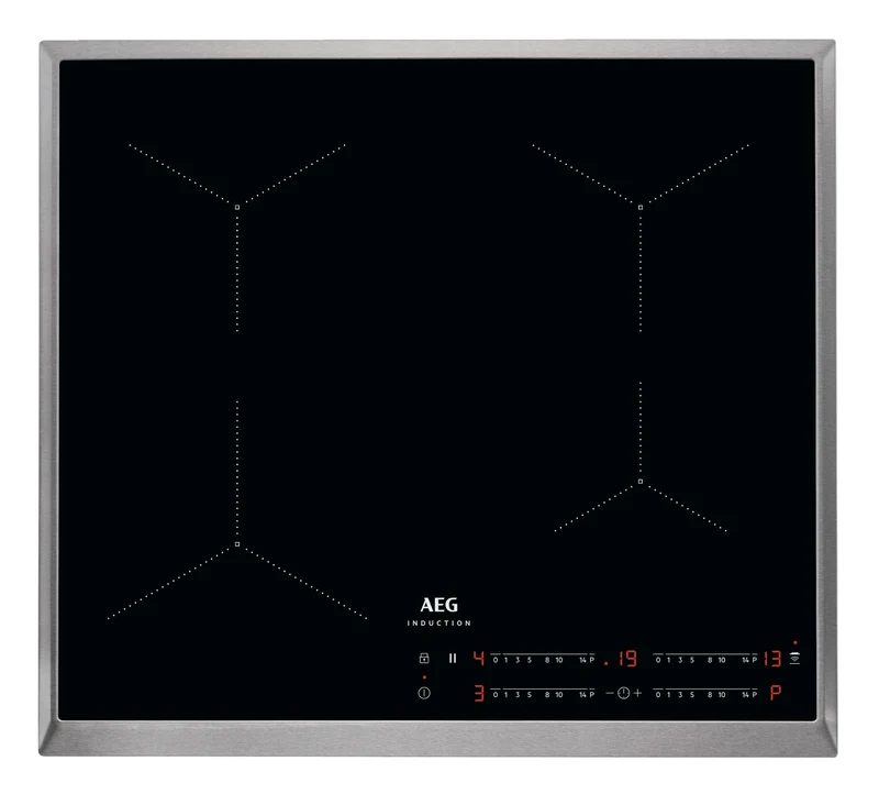 AEG IKB64431XB Autarkes Kochfeld/Induktion/Hob²Hood/Slider-Bedienung / 60 cm/Edelstahlrahmen / 4 Koc