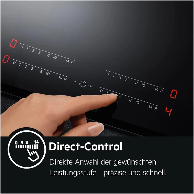 AEG IKB64431XB Autarkes Kochfeld/Induktion/Hob²Hood/Slider-Bedienung / 60 cm/Edelstahlrahmen / 4 Koc
