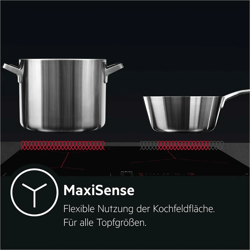 AEG IKB64431XB Autarkes Kochfeld/Induktion/Hob²Hood/Slider-Bedienung / 60 cm/Edelstahlrahmen / 4 Koc