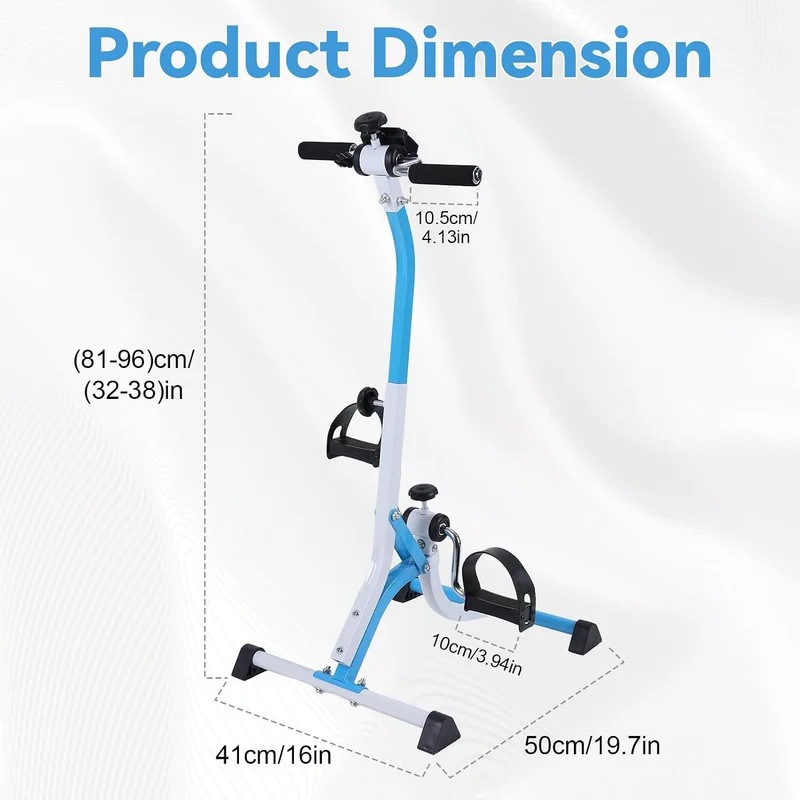 Pedaltrainer für Senioren, Arm- und Beintrainer, höhenverstellbar mit LCD Blau, Blau