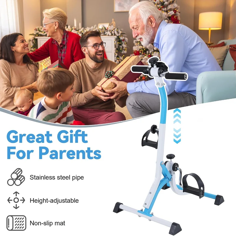 Pedaltrainer für Senioren, Arm- und Beintrainer, höhenverstellbar mit LCD Blau, Blau