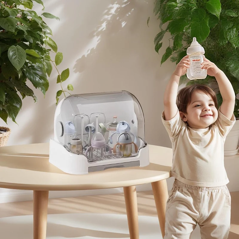 Baby-Flaschen-Organizer, grosse Aufbewahrungsbox mit Abtropfgestell für Babyflasche, tragbarer Kinde