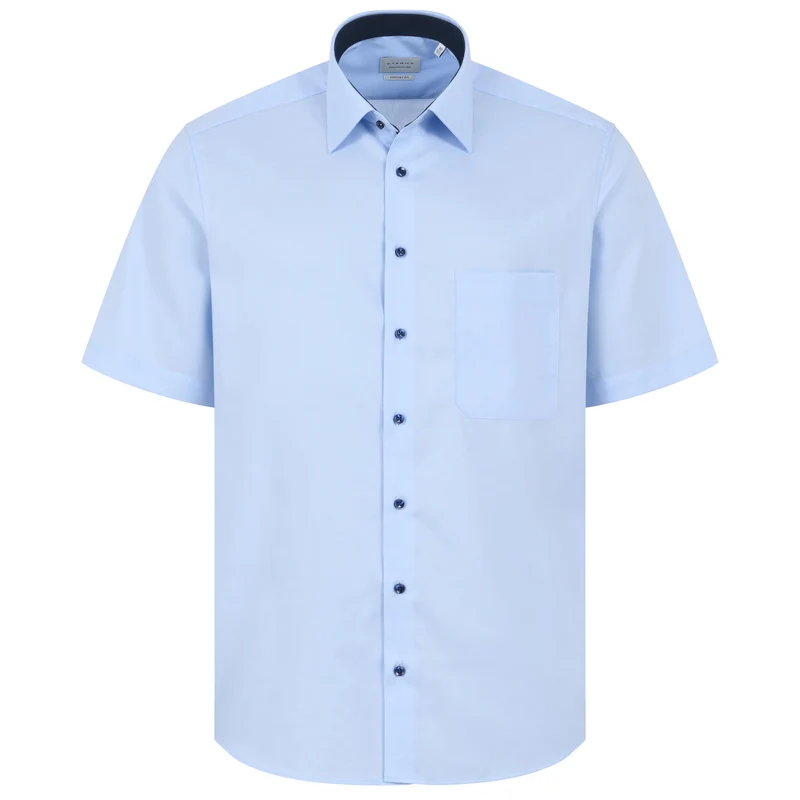 ETERNA Herren Businesshemd Kurzarm Comfort FIT | Uni | Bügelfrei | Kent Kragen 47 Hellblau_(11)_, 47