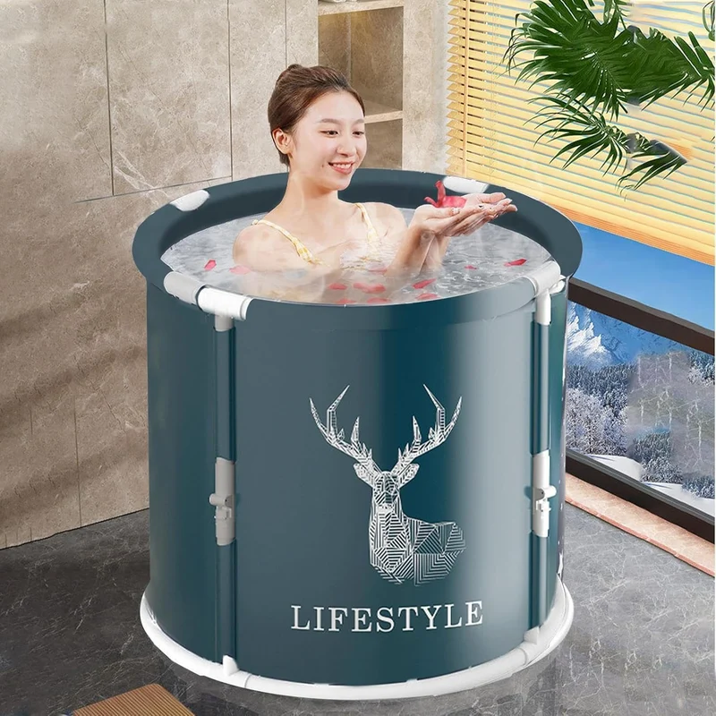 Faltbare Badewanne für Erwachsene, tragbare faltbare Badewanne, freistehende Badewanne mit Kissen, h