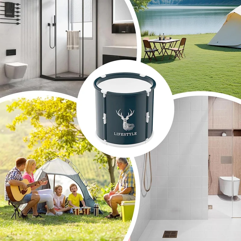 Faltbare Badewanne für Erwachsene, tragbare faltbare Badewanne, freistehende Badewanne mit Kissen, h