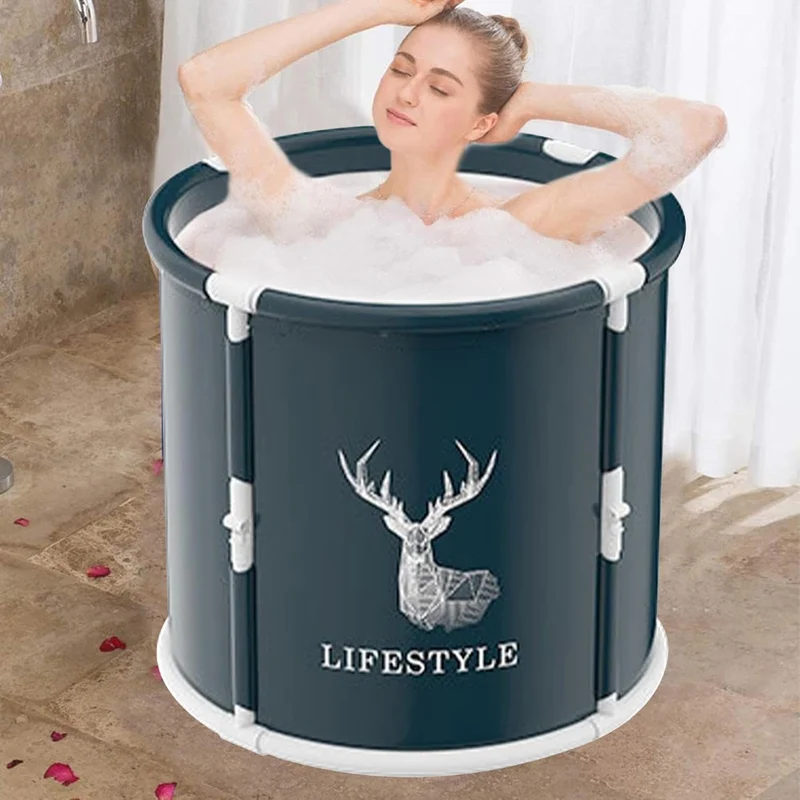 Faltbare Badewanne für Erwachsene, tragbare faltbare Badewanne, freistehende Badewanne mit Kissen, h