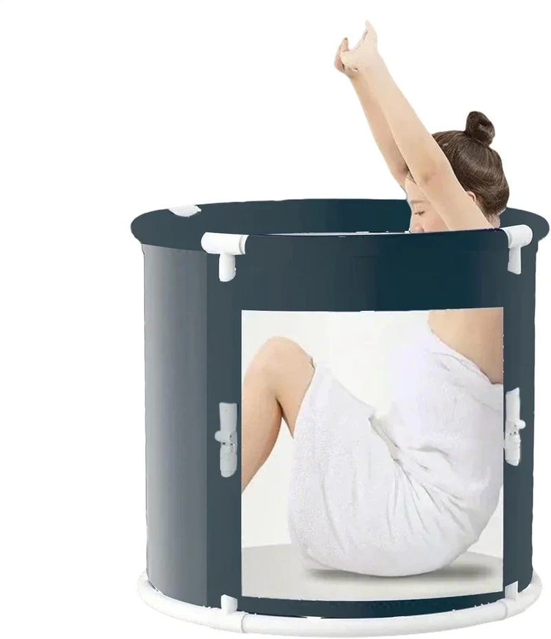 Faltbare Badewanne für Erwachsene, tragbare faltbare Badewanne, freistehende Badewanne mit Kissen, h