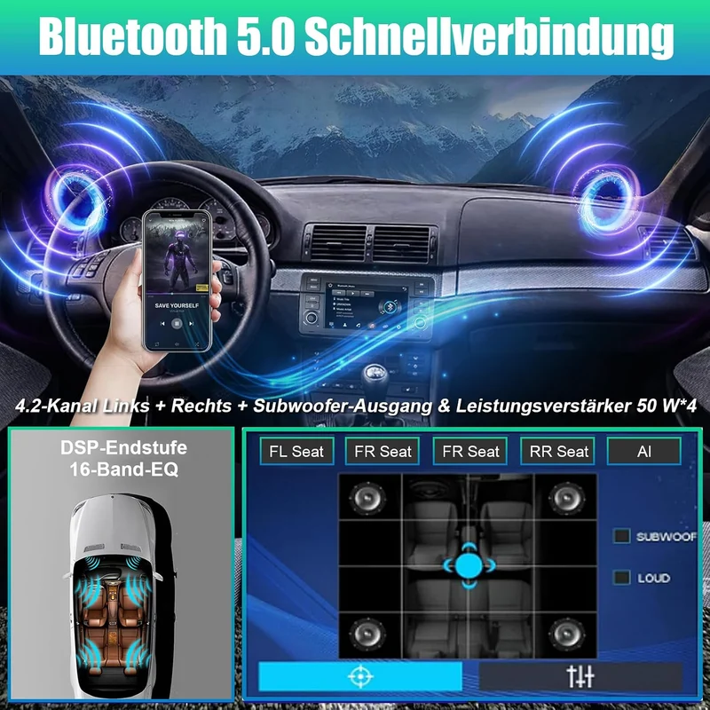 Autoradio für BMW E46 3 Serie 1999-2004 Kompatibel Wireless Carplay & Android Auto, 7 Zoll Touchscre