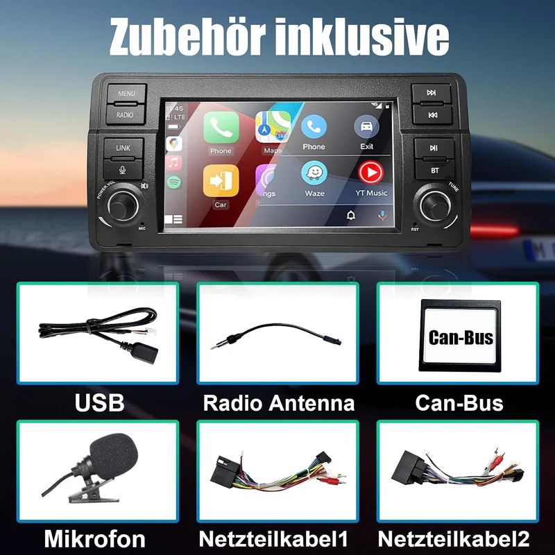 Autoradio für BMW E46 3 Serie 1999-2004 Kompatibel Wireless Carplay & Android Auto, 7 Zoll Touchscre