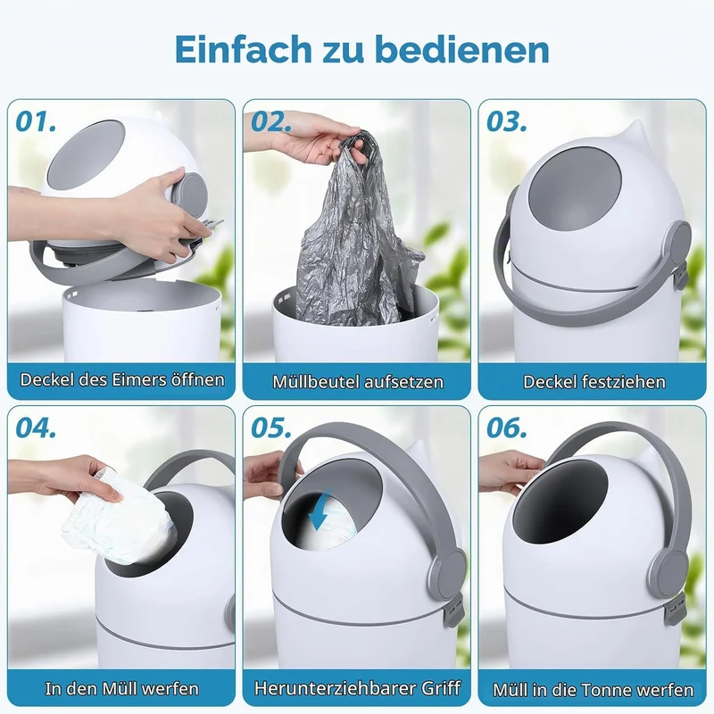 Windeleimer mit luftdichtem Deckel, geruchsfreier Windeleimer, 15 Liter/4 Gallonen-Abfalleimer für K