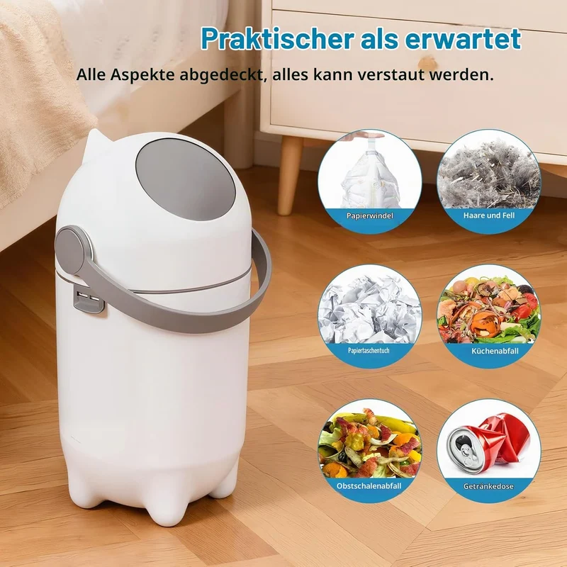 Windeleimer mit luftdichtem Deckel, geruchsfreier Windeleimer, 15 Liter/4 Gallonen-Abfalleimer für K