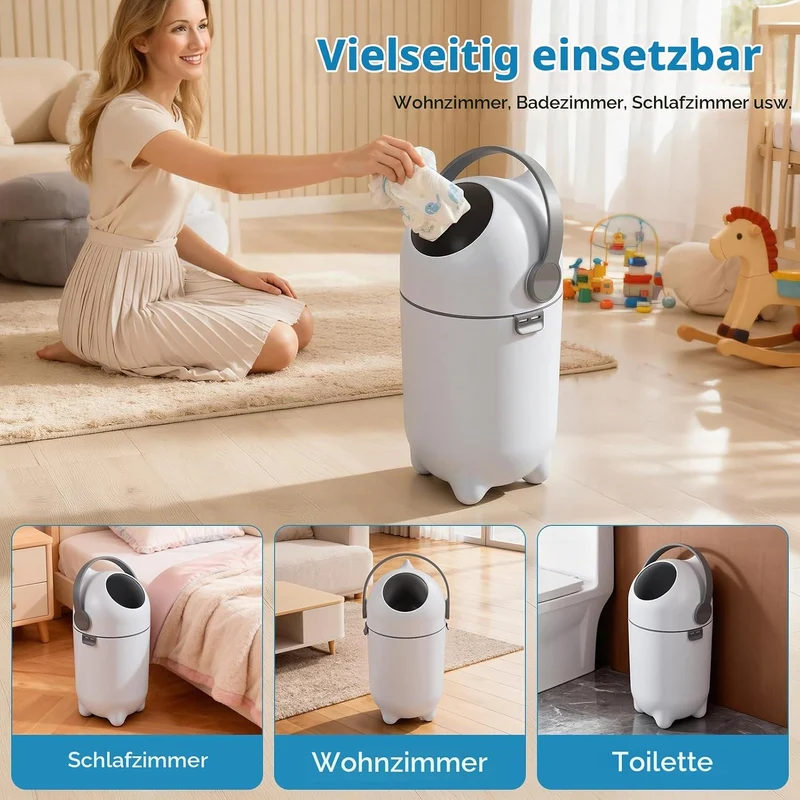 Windeleimer mit luftdichtem Deckel, geruchsfreier Windeleimer, 15 Liter/4 Gallonen-Abfalleimer für K