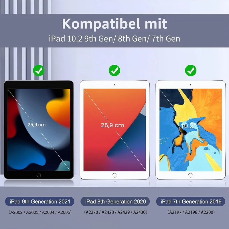 JKSML Hülle mit Tastatur für iPad 9./ 8./ 7. Generation (2021/2020/ 2019) Violett-Grau, Violett-Grau