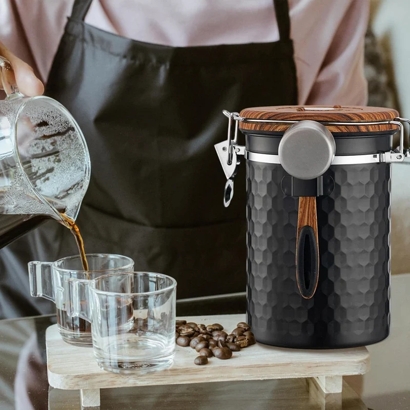 Kaffeedose, Kaffeedose Luftdicht Kaffeebohnen Behälter Edelstahl Kaffeebehälter Vorratsdose Vakuu Do