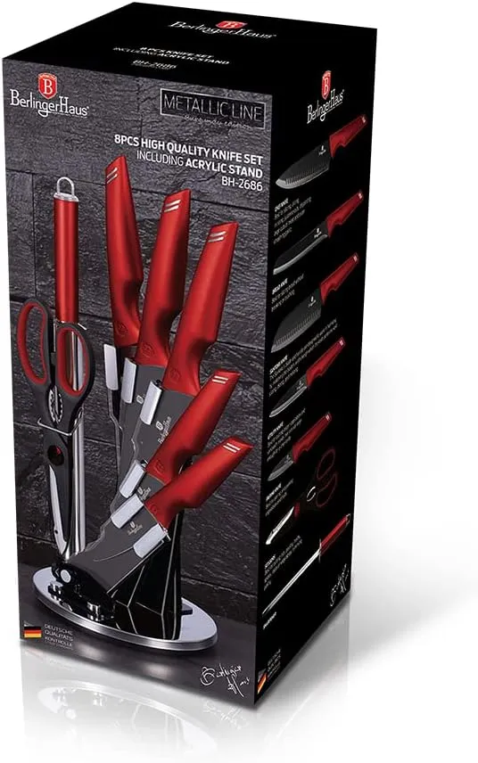 Berlinger Haus - BH/2686-8 Stcs Messer mit einem Acryl -Bordeaux -Unterstützung