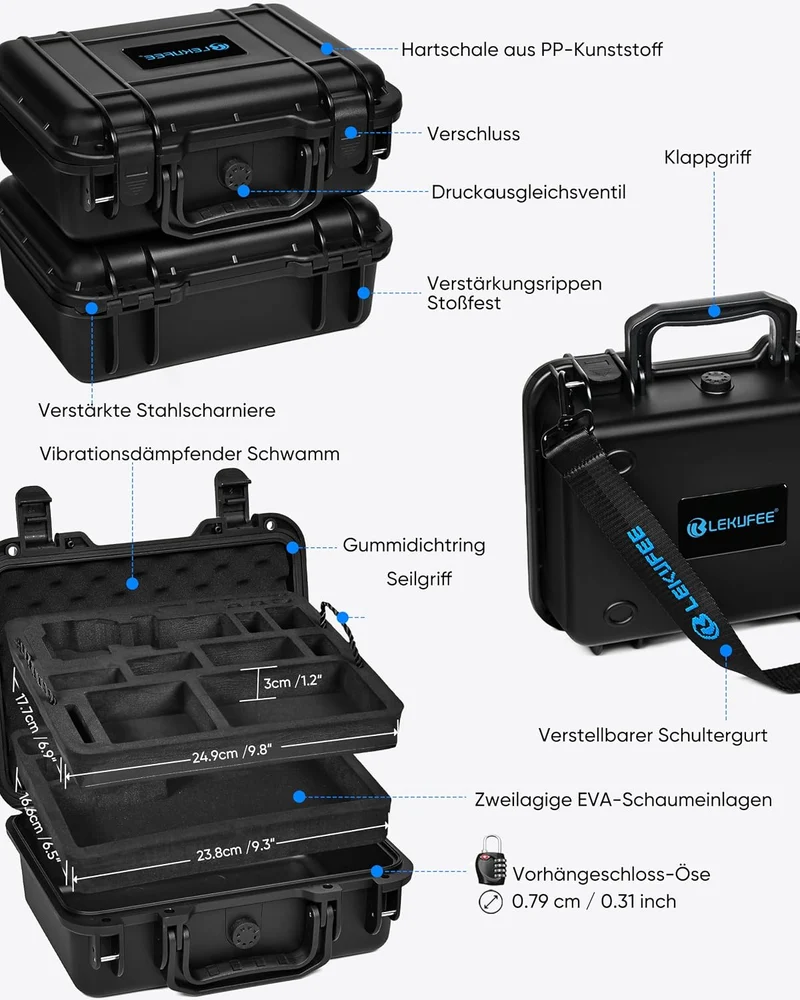 LEKUFEE Wasserdichter Hartschalenkoffer für DJI Osmo Pocket 4P / Pocket 4
