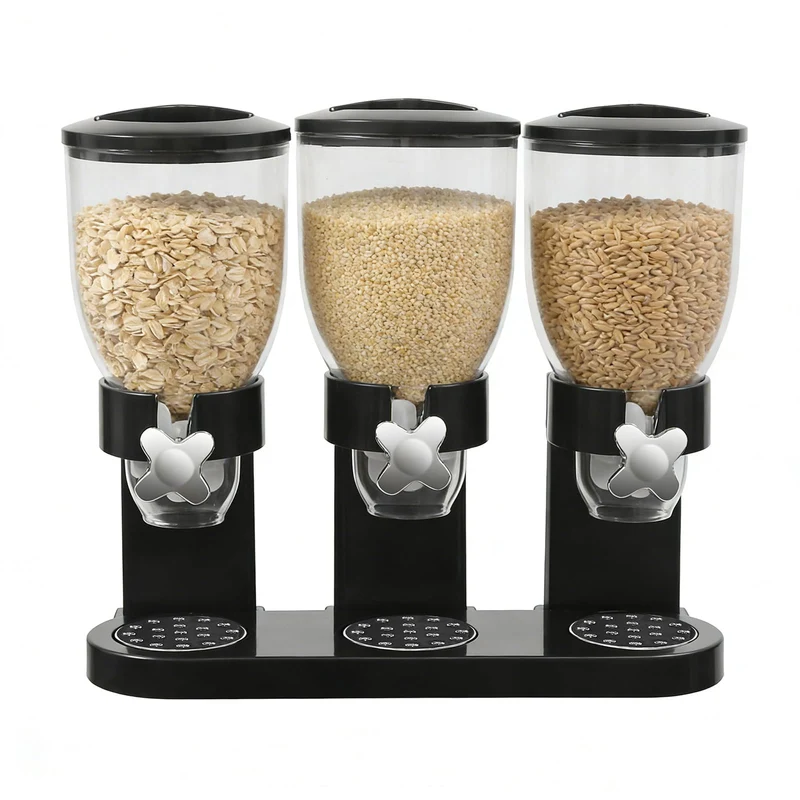 Cornflakes Spender - 2L Müsli Spender Dreifach Cerealienspender Nussspender