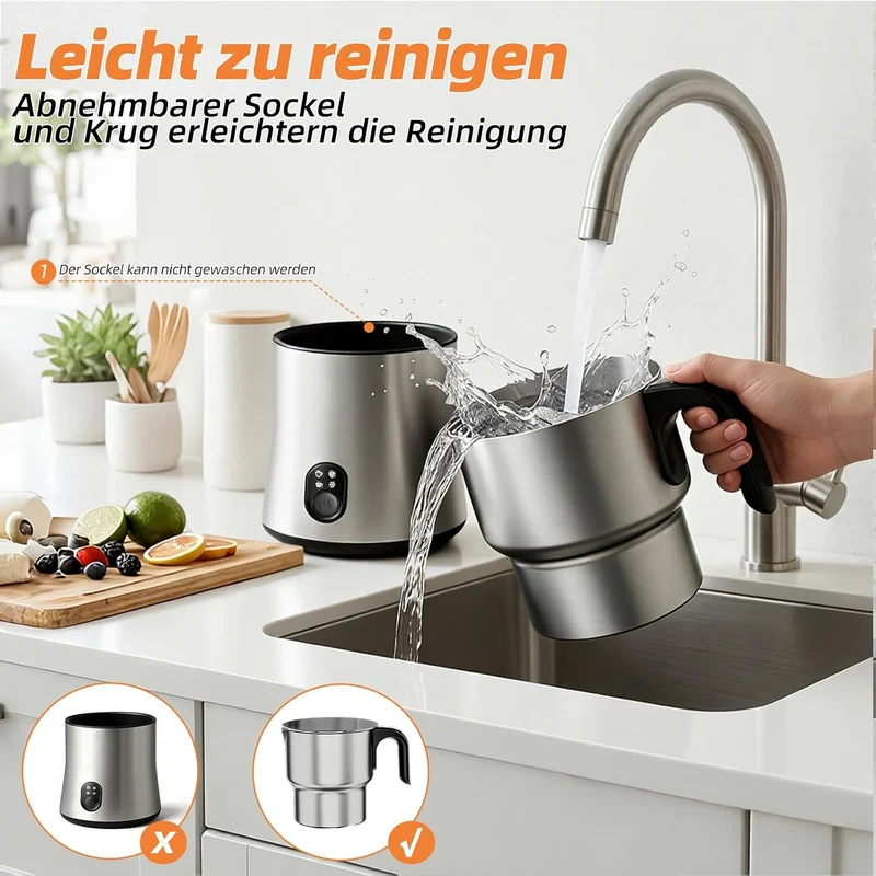 NAPASA 500ml Elektrisch Milchaufschäumer für Milchschaum & Heisse Milch, 4-in-1 Elektrischer Milchsc