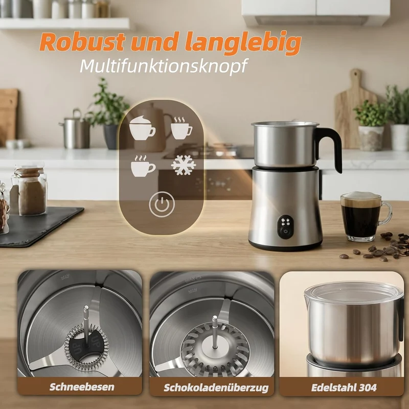 NAPASA 500ml Elektrisch Milchaufschäumer für Milchschaum & Heisse Milch, 4-in-1 Elektrischer Milchsc