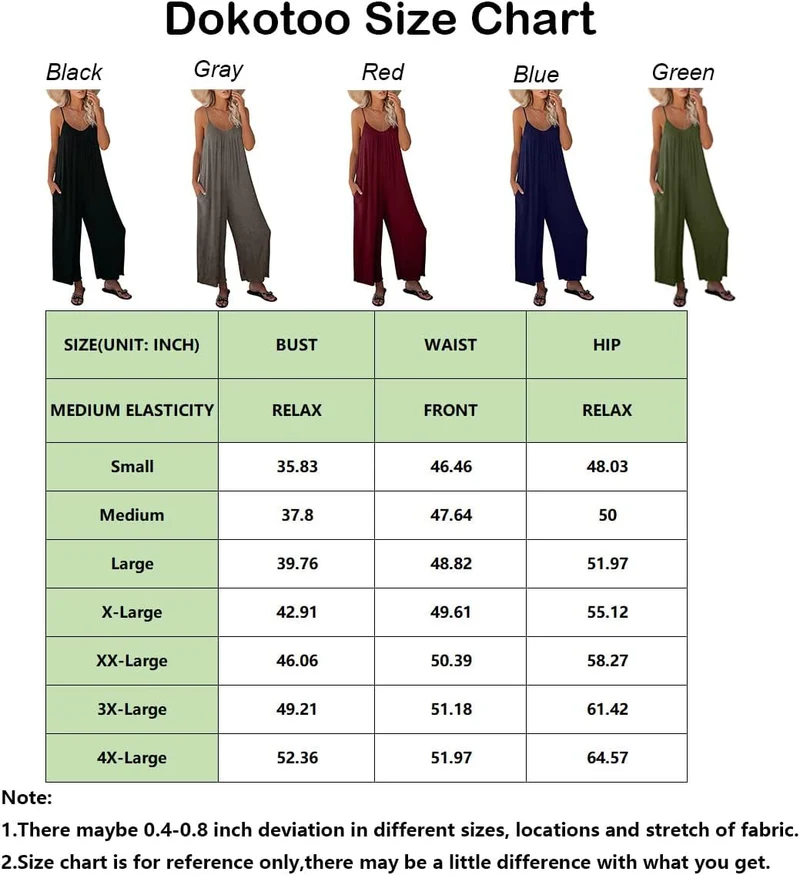 Dokotoo Damen Jumpsuit Ärmellos Jumpsuit Casual Overall Sexy Hosenanzug V-Ausschnitt Playsuit Sommer
