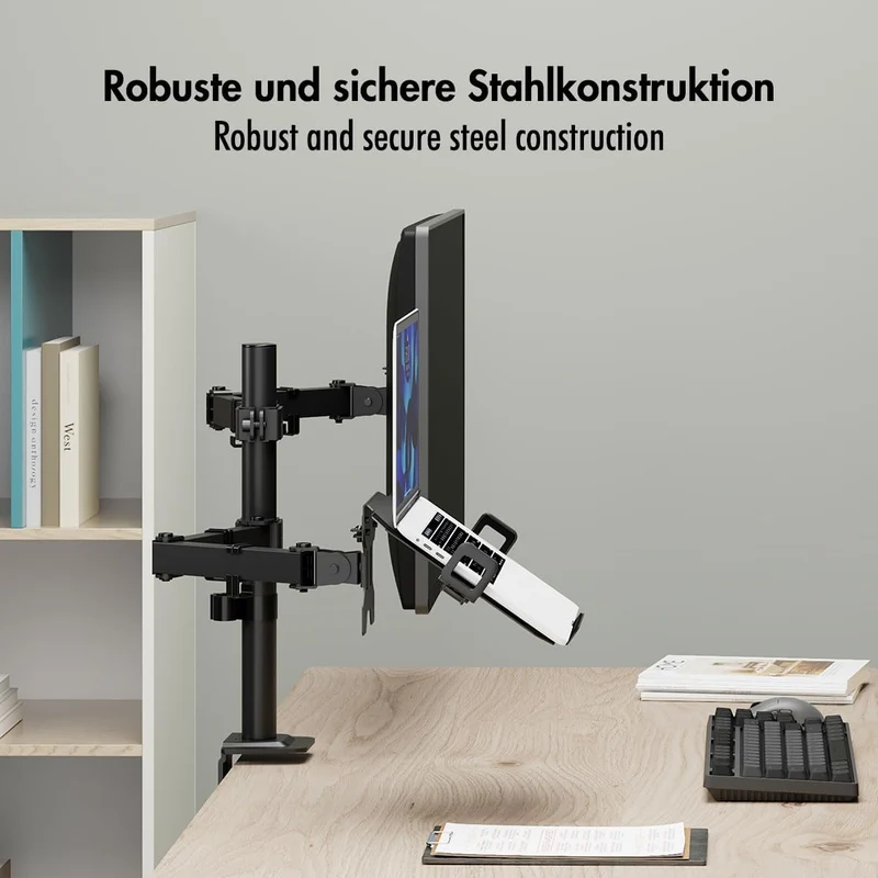 LogiLink Monitor und Notebook Tischhalterung für 1x 17–32" Bildschirm mit 10 kg max., 12-17" Noteboo