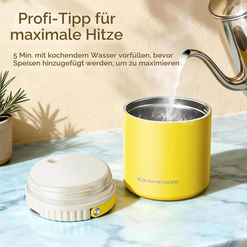 G.a HOMEFAVOR Thermobehälter für Essen 532ml, Edelstahl Warmhaltebehälter mit Löffel, Thermobecher A