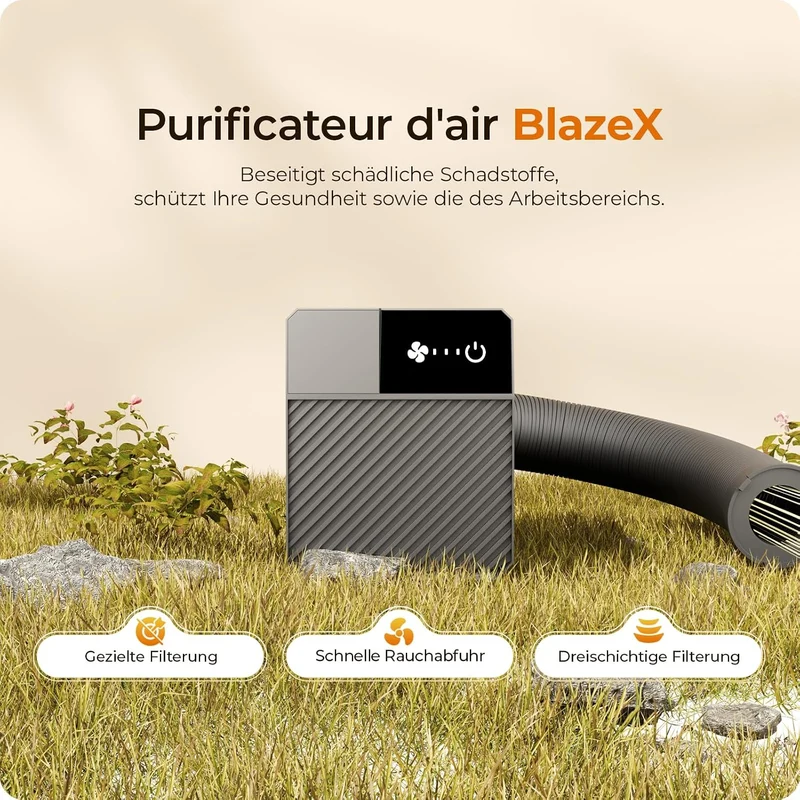 BlazeX Luftreiniger für M3 Lasergravierer, 3-stufiger Rauchabsauger mit HEPA- & Aktivkohlefilter, ho