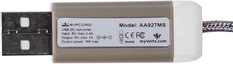 myVolts Ripcord-USB-Ladekabel mit 9V DC Ausgangsstecker kompatibel mit Boss RC-505 mkII Loop Station